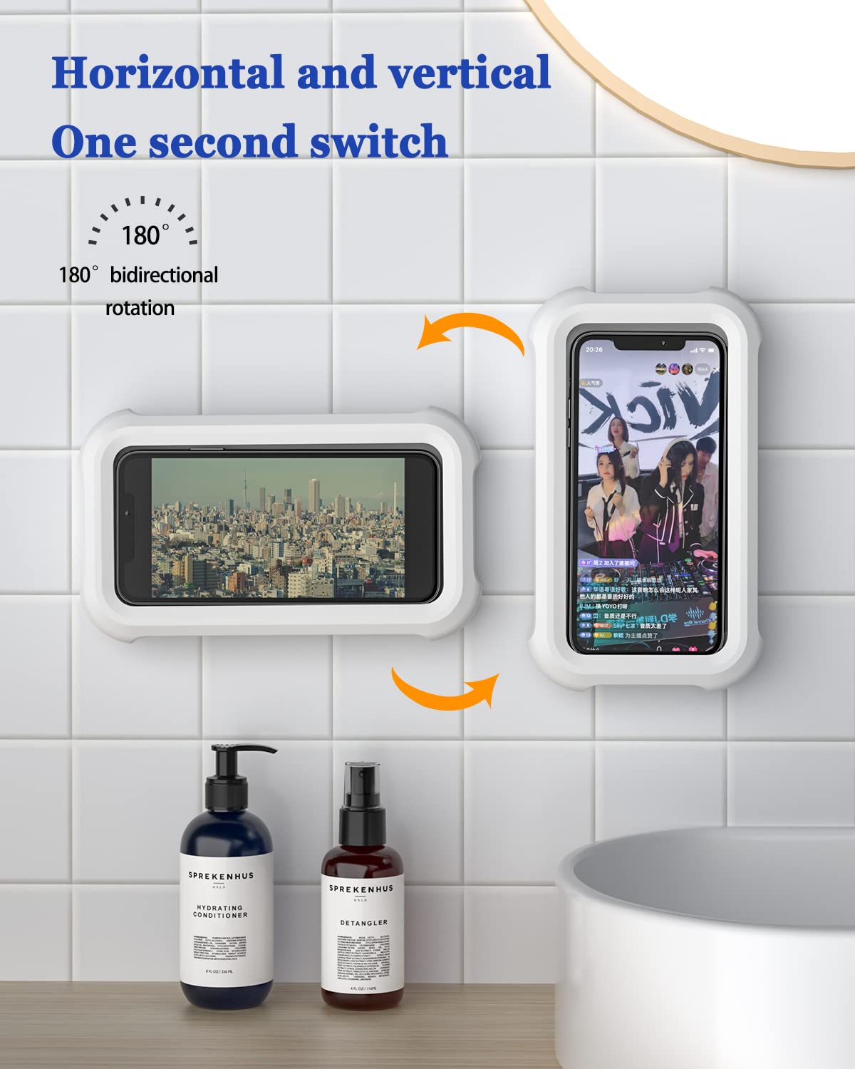 360° Waterproof Shower Phone Holder – Hands-Free Wall Mount