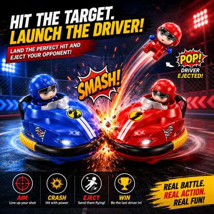 2-Player RC Battle Bumper Car Set – 360° Spinning Action with Ejecting Drivers