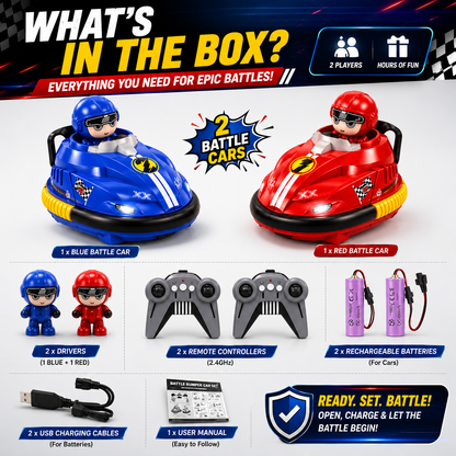 2-Player RC Battle Bumper Car Set – 360° Spinning Action with Ejecting Drivers