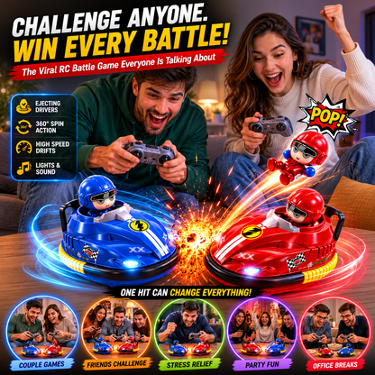 2-Player RC Battle Bumper Car Set – 360° Spinning Action with Ejecting Drivers