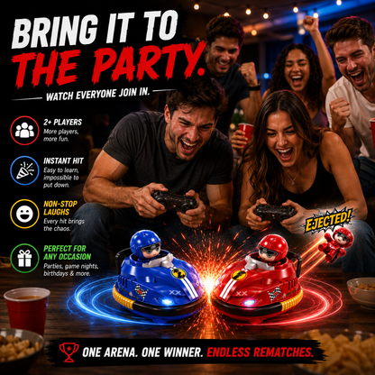 2-Player RC Battle Bumper Car Set – 360° Spinning Action with Ejecting Drivers