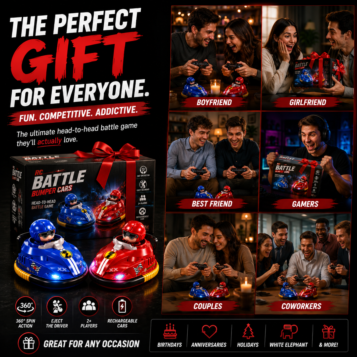 2-Player RC Battle Bumper Car Set – 360° Spinning Action with Ejecting Drivers