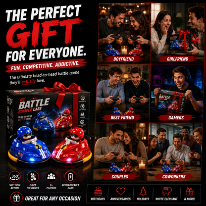 2-Player RC Battle Bumper Car Set – 360° Spinning Action with Ejecting Drivers