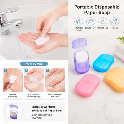Portable Travel Paper Soap Sheets (Pack of 2 | 20 Sheets)