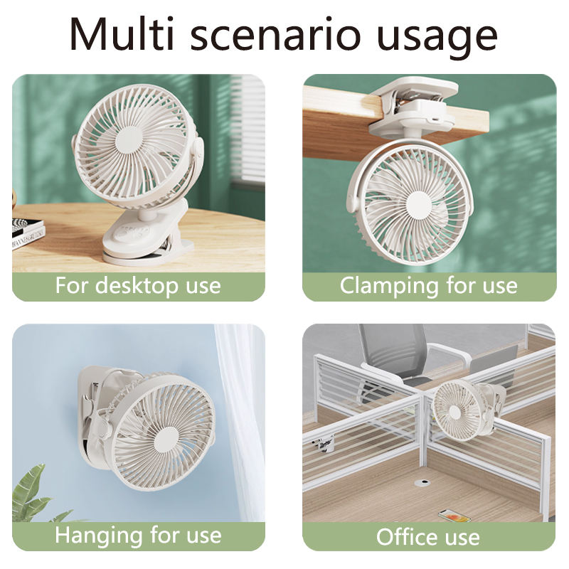Gluome 360° Rechargeable Clamp Fan